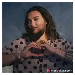 A hands-heart clip with a swapped face